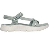 Cómoda  Sandalia sport mujer SKECHERS GO WALK FLEX SANDAL - SUBLIME con tiras de suave tejido verde. Plantilla Goga Max® y entresuela ULTRA GO® amortiguadora. Altura Tacón bajo (1-3 cm) Referencia 141451-SAGE