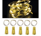 6pcs 20led Wine Bottle with Cork Bottle Led String Fairy Lights Battery Cork for Party Wedding Christmas Halloween Bar Decor