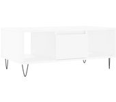 vidaXL Mesa de centro madera contrachapada 90x50x36,5 cm Blanco, Negro, Blanco brillante Mesita de Salón o Comedor o Auxiliar Mesa de Café Meuble Salón