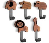 Ganchos de madera para abrigos, perchero, soporte de pared, ganchos de pared para colgar, baño, 5 uds.