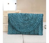 Fashion Beach Purse Women Summer Beach Bag Envelope Woven Clutch Solid Color Large Capacity Storage Bag Corn Husk Straw Hand Bag