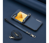 Crossbody Wallet Case For Samsung Galaxy Z Flip 6 5 4 3 Flip6 Flip5 Flip4 Flip3 5G Card Holder Hand Strap Lanyard Leather Cover
