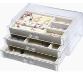 Joyero, organizador de joyas de 3 niveles, organizador de joyas para mujeres y niñas para anillos, pendientes, collares y regalos