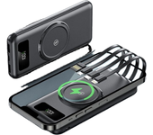 Banco de energía inalámbrico de carga rápida de 10000 mAh, portátil, gran capacidad, pantalla digital de 4 líneas, entrada USB, ABS de 10 W