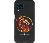 Funda original compatible con Samsung Galaxy A22 4G Negro con un diseño de Mortal Kombat Logo Fire