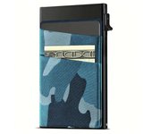Tarjetero Automatic Pop UP with 2 Bolsajes de Camuflaje for Efectivo, Monedasy Airtag, Azul, Minimalist Metal Carther with Bloqueo RFID, Tarjetero