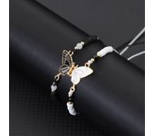 Paired 2Pcs/Set Romantic Matching Butterfly Couple Bracelet Handmade Braided Black White Poly Clay Braclet Gift For Lovers Joias