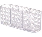 Drill pattern three compartments makeup brush organizer acrylic transparent pencil holder desktop eyebrow pencil lipstick storag