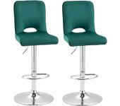 HOMCOM Conjunto de 2 Taburetes de Bar Sillas Altas Modernas con Altura Regulable y Asiento Giratoria con Marco de Metal y Reposapiés 41x51x97-117 cm Verde