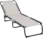 Outsunny Tumbona Plegable y Ajustable de 4 Posiciones Silla Reclinable de Jardín con Sistema de Cordones para Exterior Marco Acero 197x58x26 cm