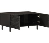 vidaXL Mesa de centro madera maciza de mango 80x50x40 cm Negro, Natural, Mesita de Salón o Comedor o Auxiliar Mesa de Café Meuble Salón