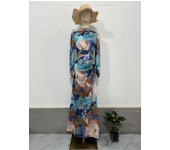 Eid Arab Muslim Party Dress for Women Abaya Print Jalabiya Long Dresses Morocco Kaftan Vestidos Dubai Ramadan Gown Robe 2024