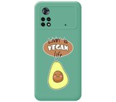 Funda Silicona Líquida Verde para Xiaomi POCO X4 Pro 5G diseño Vegan Life Dibujos