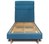 Cama de 90x190 cm con cabecero de línea - Tejido de terciopelo