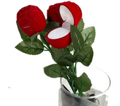 Flocked Rose Ring Box Long Root Rose Earring Ring Storage Box High-end Gift Box Engagement Ring Storage Box