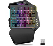 One Hand Wireless Gaming Keyboard RGB Backlit Portable Mini Keyboard Game Controller for PC PS4 Xbox Gamer