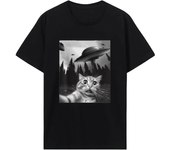 Van Gogh Starry Night Cat T-Shirt Hip Hop 100% Cotton Streetwear New Fashion Casual Tops Tees Classic Fit Cat Lover Neck 51314