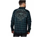 Camisa Manga Larga Hombre Cuadros Azul Verdoso TO THE BONES  HYRAW  F23-M13