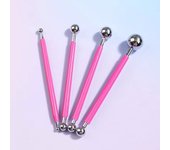 4pcs Sculpture Modeling Tools Clay Tools Dotting Sculpting Modeling ceramics Set Double-Ended Metal Ball Cake Decoration Tool