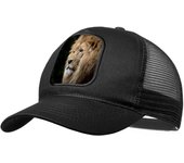 MERCHANDMANIA GORRA NEGRA CON REJILLA leon majestuoso salvaje selva savana feroz fiera moda deporte