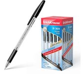 Erichkrause R-301 Stick&Grip Boligrafo de Bola Punta 1.0mm - Trazo 0.5mm - Agarre con Grip de Goma - Tinta de Secado Rapido - Cuerpo Transparente - Capuchon Ventilado - Color Negro (Precio unidad suelta)