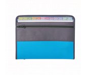 Dos piezas en azul y rosa, bolsa tipo acordeón con cremallera A4 de 13 cuadrículas, carpeta de clasificación multicapa simple, bolsa para documentos de almacenamiento de oficina