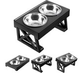 Cuencos dobles para perros, soporte de 3 niveles de altura ajustable, plato de alimentación lenta para perros medianos y grandes, mesa elevada para comida y agua
