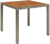 Mesa de Jardín superficie de Madera Ratán PE gris 90x90x75 cm