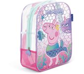 Mochila de Playa Peppa Pig 31cm, Bolsa Playa Transparente con Rejilla Peppa Pig, Mochila Infantil para Niñas, Regalo Cumpleaños, Piscina, Camping, Campamento, Vacaciones, Color Rosa