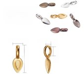 1 Box 120Pcs 3 Styles Glue-on Flat Pad Bails Tibetan Style Heart Leaf Rectangle Bails Earring Necklace Charms Pendants