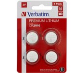 Verbatim VERBATIM Pila Botón de Litio Premium CR2016 Pack 4 Pilas 3V 80mah - Alta Duración