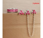 3PCS New Stainless Steel Double Ear Studs Tassel Chains Hanging Earrings Set for Women Geometry Triangle Huggie Piercing Jewelry