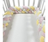 Funda De Protección Para Cuna 200CM Para Bebe Niño Decoración De Cuna Algodón Sólida Tres Piezas