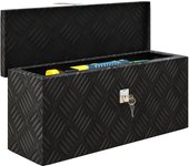 HOMCOM Caja de almacenamiento - caja de herramientas de aluminio - maletín de herramientas de aluminio. Cerradura con llave, dimensiones 50L x 15,5W x 20,5H cm, color negro