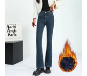 Female High Waist Fashion Elegant Flare Jeans Girls Streetwear Goth Thicken Bell Bottom Pants Women Harajuku Black Blue Trousers