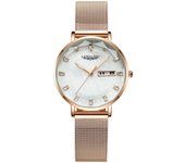 Reloj de mujer con movimiento automático luminoso y resistente al agua, estilo estudiante, sencillo, de moda, color rojo