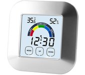 Reloj, pantalla LCD táctil para interiores Termómetro higrómetro Reloj despertador eléctrico Reloj meteorológico 1 pieza (3.3x3.3in)