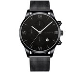 Reloj para Hombre con Estilo Romano y 3 Subesferas - Correa Milanés de Alta Durabilidad - Precisión Suiza