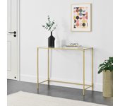 Mesa Consola Alajärvi en acero con tablero de vidrio  100 x 35 x 80 cm - Dorado [en.casa]