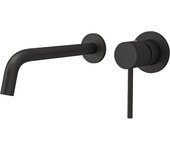 VALAZ Grifo lavabo empotrado redondo monomando negro mate caño serie Cenia