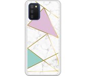 Funda compatible con Samsung Galaxy A03s - Be Unique Funda Gel mármol colores franja dorada