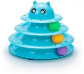 Pet Interactive Fun Roller Ejercitador 3 niveles Cat Teaser Ball Toy con 3 bolas de colores (azul)