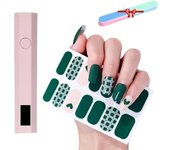 Pegatinas de uñas de gel con kit de luz ultravioleta, pegatinas de uñas de gel ultravioleta, kit de pegatinas de uñas de gel para bricolaje, tiras de uñas de gel semicuradas, fáciles de aplicar y quitar (07)