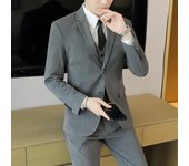 High-End Men's Wedding Suit 3-Piece Set Handsome Banquet Smart Casual Fashionable Three-Quarter Length Vest Trousers Four Season