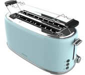 Cecotec Tostadora 4 Rebanadas Toast&Taste 1600 Retro Double Blue. 1630 W, 2 Ranuras Anchas y Largas, Varillas Superiores