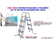 Piscinas escaleras 3 peldaños 107 cm sin plataforma 58330