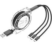 3 en 1 cable de datos USB retráctil para iPhone y Android carga rápida tipo C compatible con Xiaomi Huawei Samsung