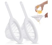 Paquete de 2 coladores de malla fina, coladores pequeños para cocina, colador-espumador de malla de nailon ultrafino con mango, tamices de malla 200