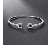 Huitan Luxury Green/White/Blue Cubic Zirconia Cuff Bracelet Bangle for Women Good Quality Female Hand Jewelry 2022 Drop Shipping