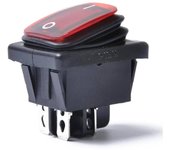 AUTOZOCO Interruptor basculante impermeable, Interruptor 2 posiciones, Interruptor 4 vias, IP67, Interruptor ON-OFF DPST, 16 A 250 VAC / 20 A 125 VAC, Luz Rojo